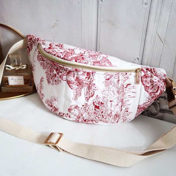 Sac banane femme/toile de Jouy/accessoire de mode tendance/cadeau pour elle/Gift for her/Gift made in France/Accessoire tendance