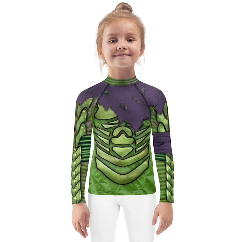 Green Goblin Inspired Spiderman Costume with Purple Cloak Detail