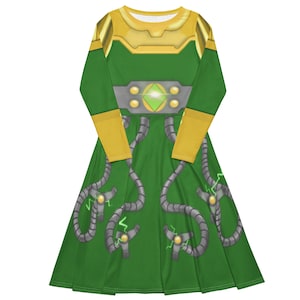 Adult Doc Ock inspired long sleeve midi dress costume - inspired by Spidey