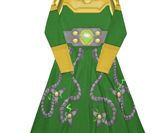 Adult Doc Ock inspired long sleeve midi dress costume - inspired by Spidey