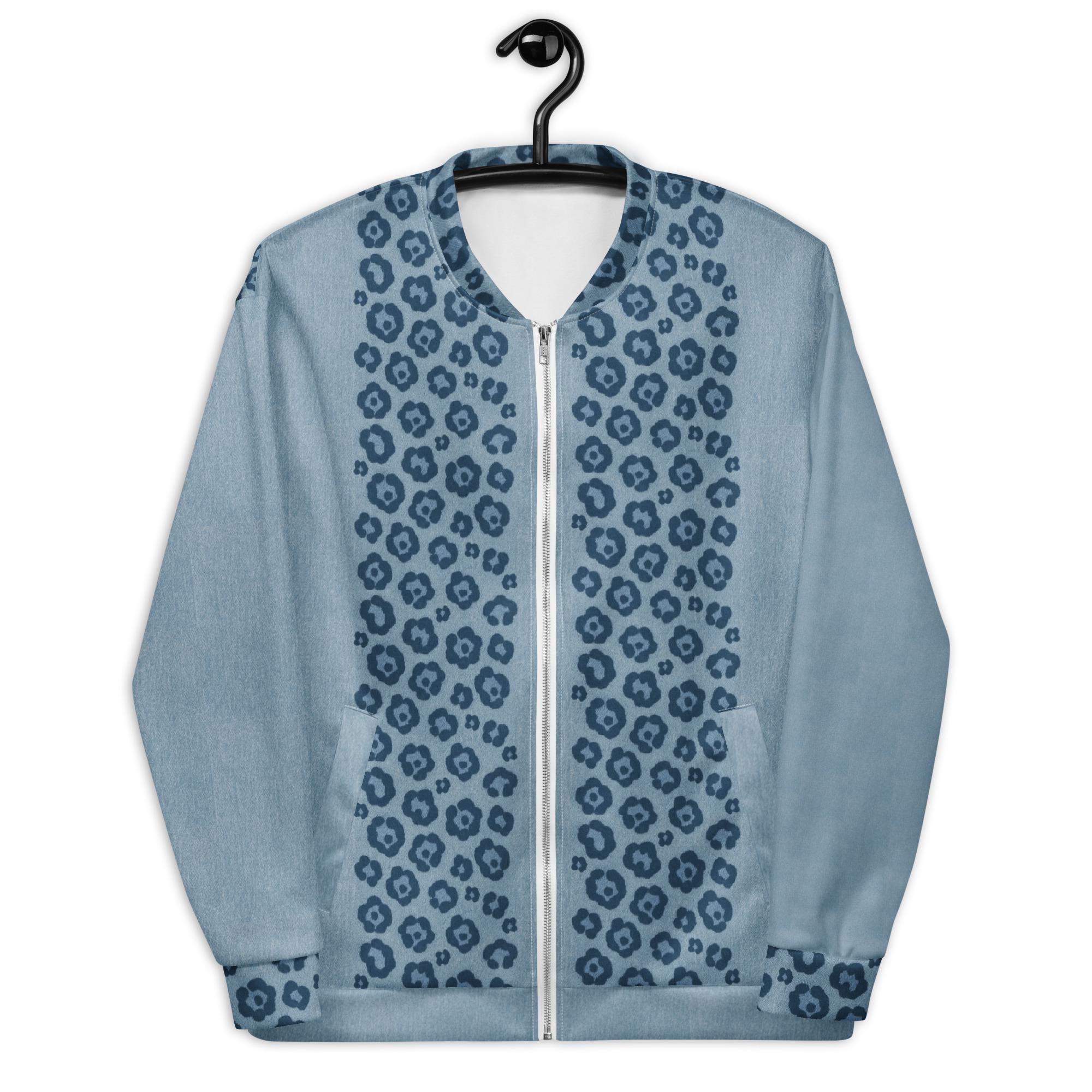 Unisex Women's Jacket – Denim Leopard Print Thriller Inspired 80s
