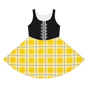 Vestido feminino Highland Dancing Emma Wiggle amarelo tartan