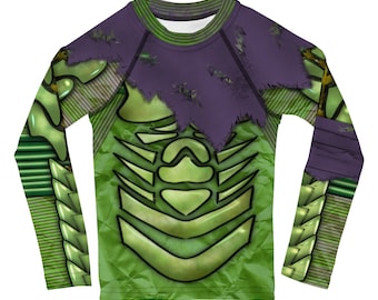 Green Goblin Inspired Spiderman Costume with Purple Cloak Detail