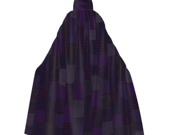 Mae Star Wars Acolyte Inspired Cloak | Purple Patchwork Hooded Cape | Cosplay Costume for Women & Teens | Halloween Jedi-Inspired Robe