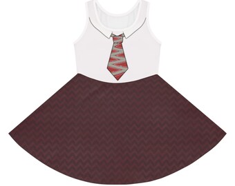 Peuter- en meisjeskostuumjurk in woedestijl geïnspireerd op Inside Out 2 zigzag stropdas chevron