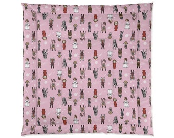 Girls Star Wars inspired Female Characters Comforter - pink or custom color