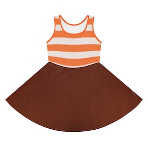 Anxiety Style Toddler and Girls&#39; Costume Dress Inspired by Inside Out 2 orange stripes