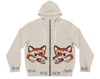 Sudadera con capucha y cremallera completa para hombre inspirada en el proyecto Ave María de Ryan Gosling, con estampado de zorro y lobo.
