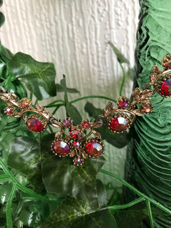 Vintage 50’s 60’s Exquisite Aurora Borealis Red O… - image 8