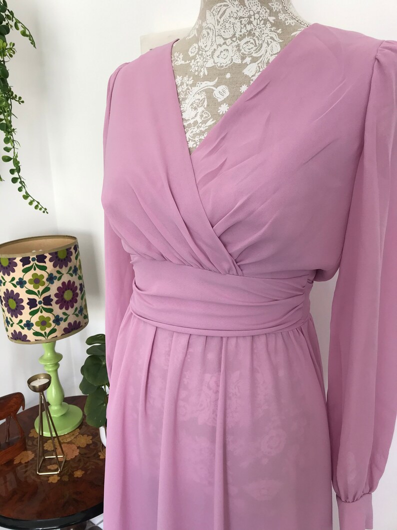 pink chiffon wrap dress