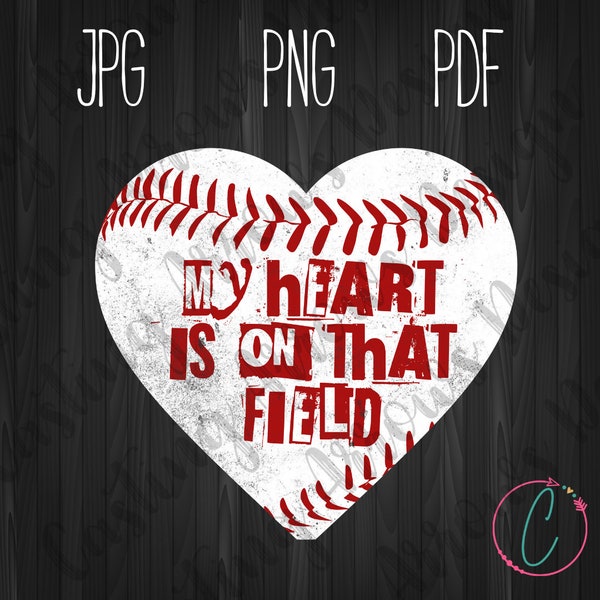 Baseball Parent T Shirt Design PNG PDF JPG My heart is on that field