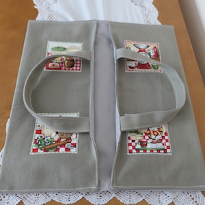 Taartvormhouder/"Taupe" gekleurd canvas/Waterdichte grijze canvas voering/"Keuken" themastickers