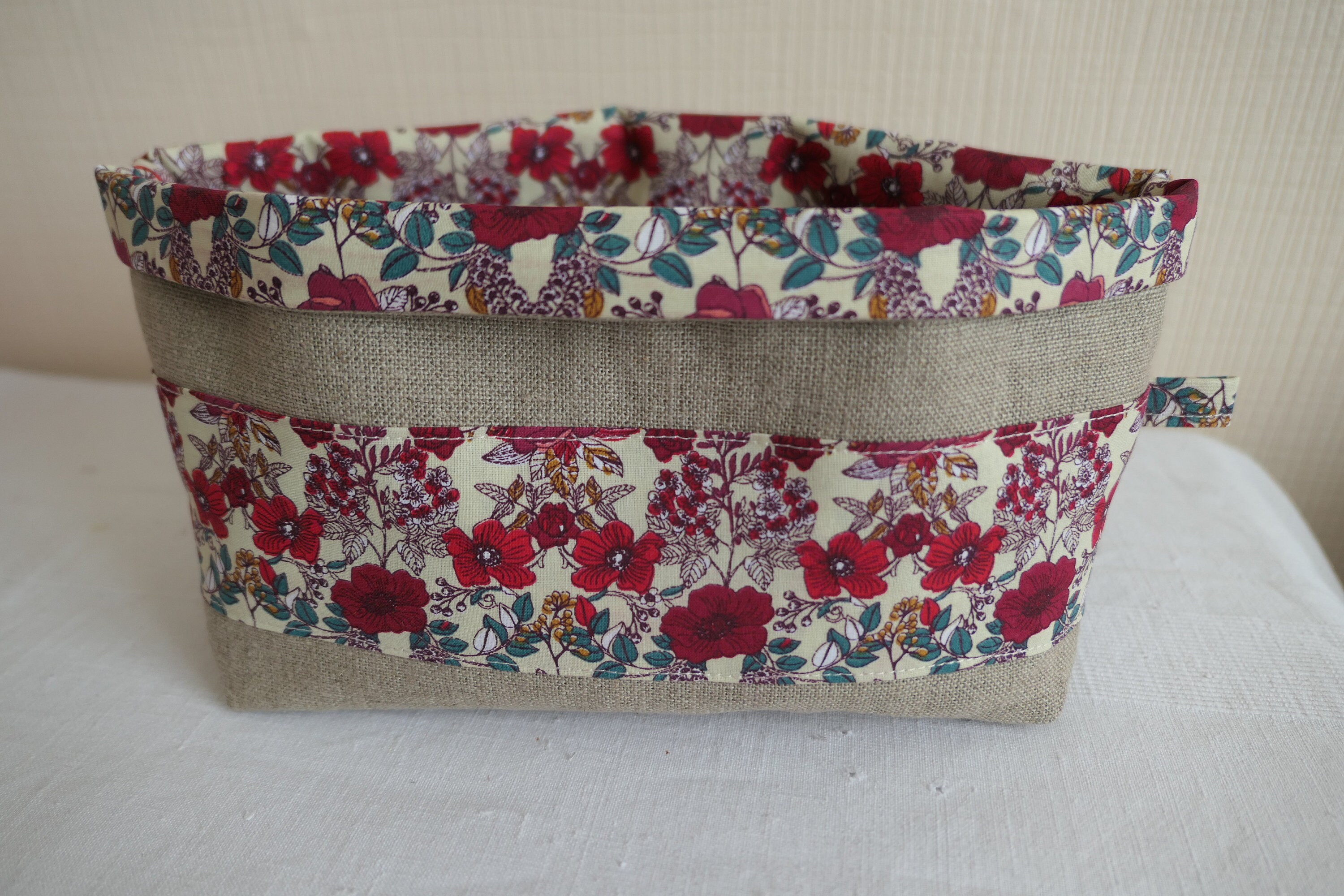 Corbeille Rangement/Vide Poches Tout Usage/Coton Imprimé/Toile Guttée en Lin