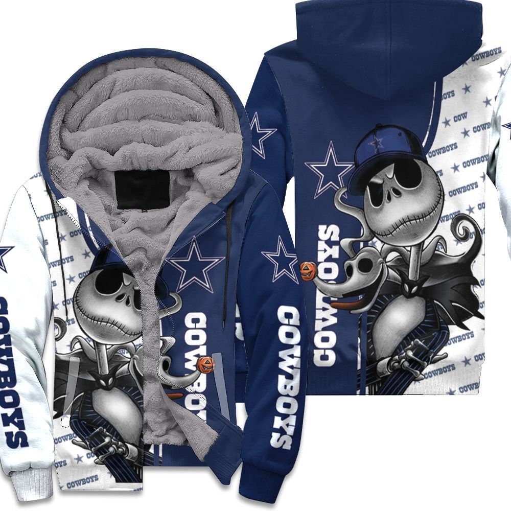 Dallas Cowboys Jack Skellington And Zero 3D Unisex Fleece Hoodie