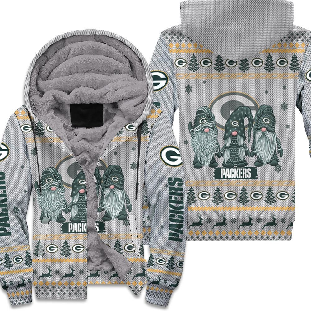 Discover Christmas Gnomes Green Bay Packers Ugly Christmas 3D Unisex Fleece Hoodie