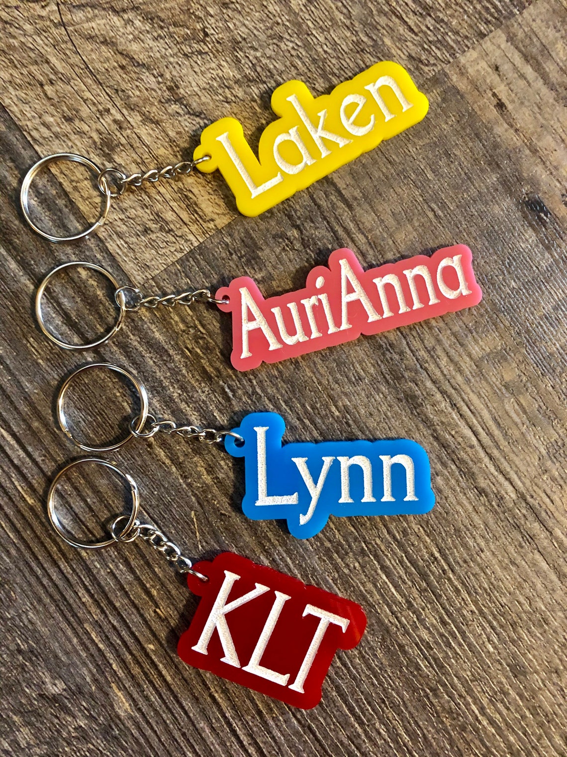 Colored Acrylic Custom Name Key Chain Engraved Acrylic Key Etsy