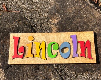 Baby Name Puzzle: Personalized Wooden Kids Name Puzzle for Learning Alphabet, Spelling, and Name Recognition