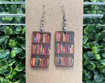 Bookshelf earrings, Book Earrings, bookcase earrings, acrylic dangle earrings, Book Lover Earrings,