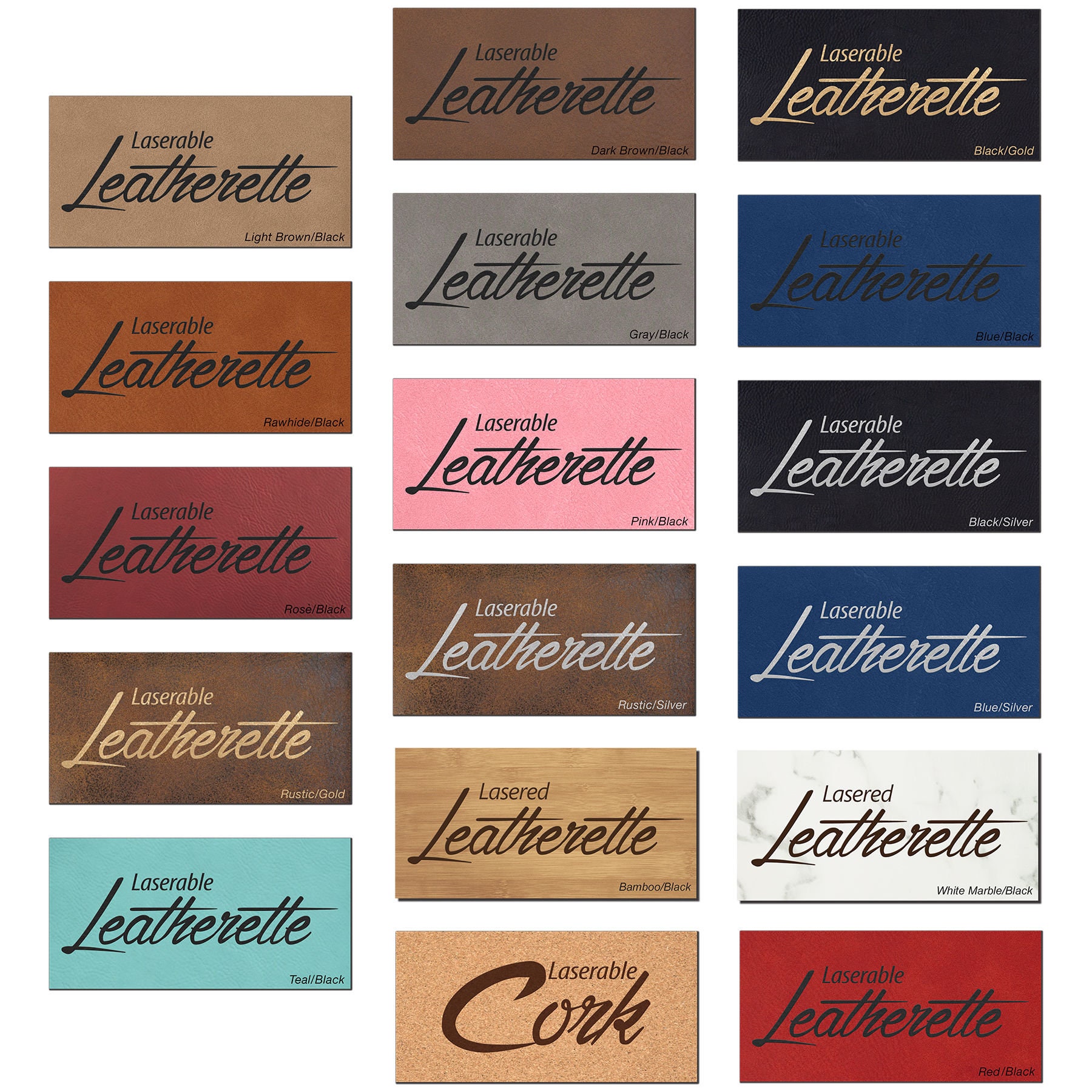 Laserable Leatherette Sheets 12x24 or 12x12 or 6x12 Laser Supplies