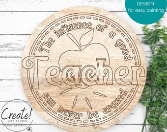 DIY  Teacher Influence Teacher door sign Adult Craft Kit, DIY Door hanger kit, DIY paint kit for adults, Paint By Line door sign