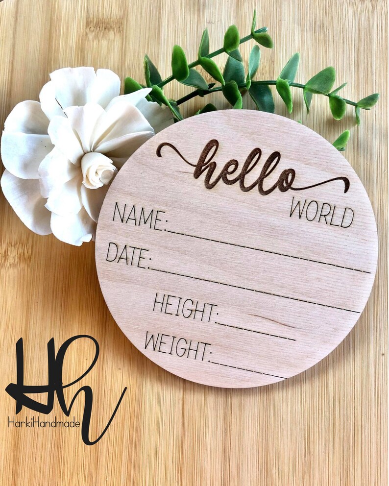 Birth Announcement Plaque Wooden Baby Name Announcement Etsy