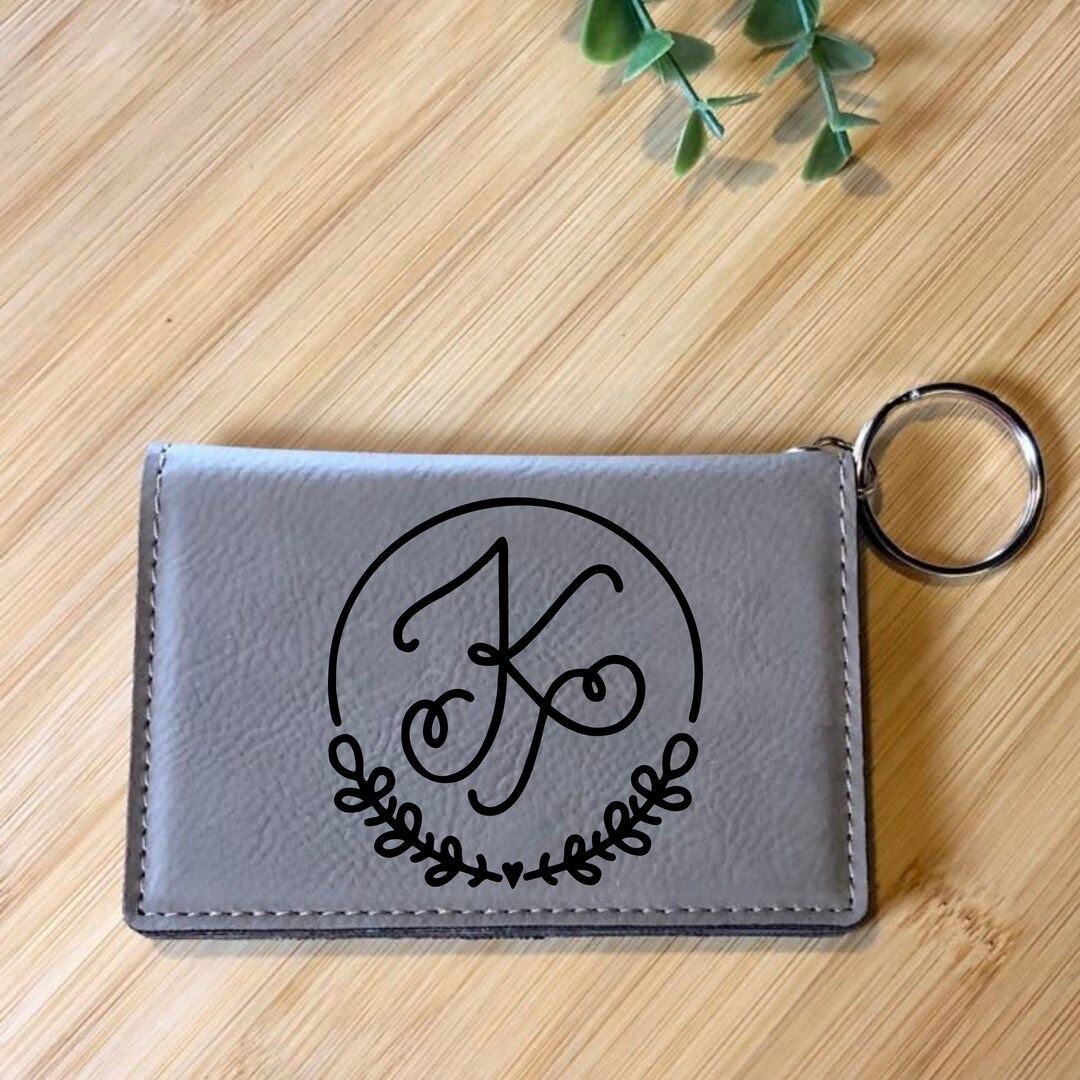 Monogrammed Keychain Wallet ID Holder Personalized Keychain Etsy