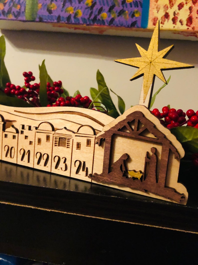Large Nativity Advent Calendar, Christmas Advent Wooden Calendar, Wood