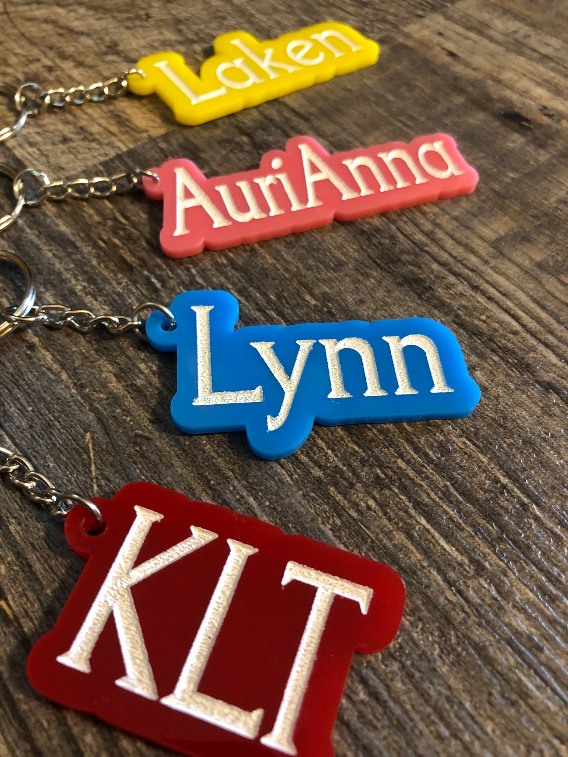 Colored Acrylic Custom Name Key Chain Engraved Acrylic Key Etsy