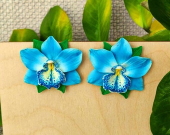 Teal with Pink Needlepoint Flowers Polymer Clay Necklace and Earrings Set