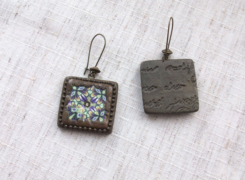 Vintage set Grandmother/'s gift Antique necklace/&earrings Bronze set Kaleidoscope