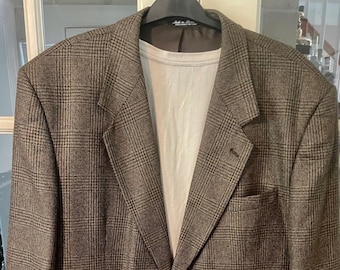 Vintage Tailors Row by Deansgate S&K Brands Wool and Silk Brown Plaid 2-Button Fully Lined Sports Coat Item #309