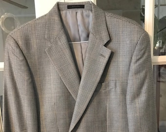 Vintage Original Chaps Ralph Lauren 52/48% Silk/Wool Men’s Lightweight Sports Jacket/Blazer Size 42R Gray Black Gold Item #213 Like New!