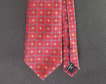 Vintage Red W/Gold Diamond Tie by Jos. A. Bank Classic Mens 100% Silk Tie Fully Lined Excellent Condition Item #T136