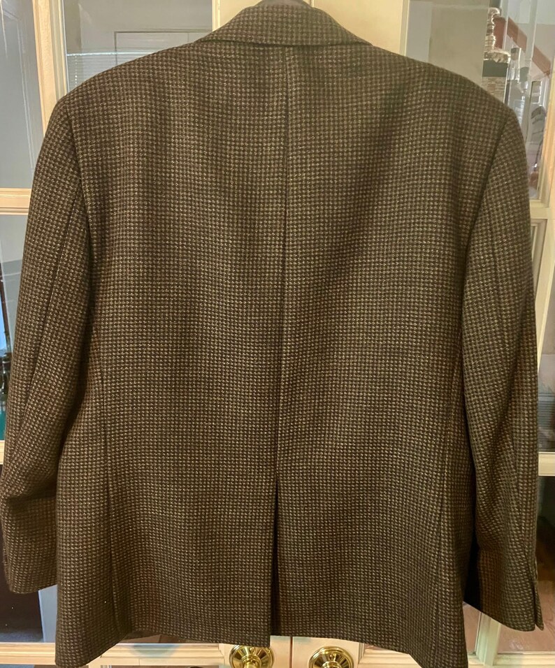 Vintage Andrew Fezza 100% Lambswool Men's 2-Button Brown and Black Fully Lined Sports Jacket Size 44S Item 308 image 8