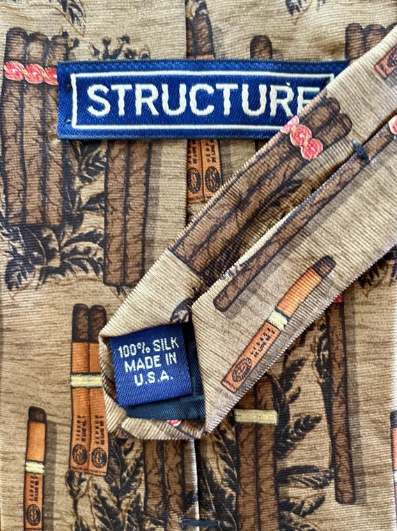 Vintage Cigar Tie by Structure Classic Mens 100% Silk… - Gem