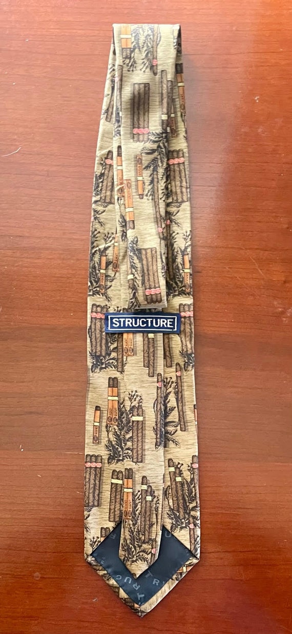 Vintage Cigar Tie by Structure Classic Mens 100% Silk… - Gem