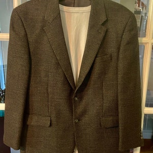 Vintage Andrew Fezza 100% Lambswool Men's 2-Button Brown and Black Fully Lined Sports Jacket Size 44S Item 308 image 2