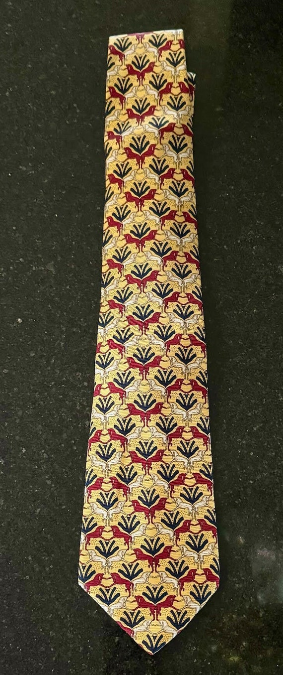 Vintage a.mouley 1919 Men's All Silk Necktie Yello