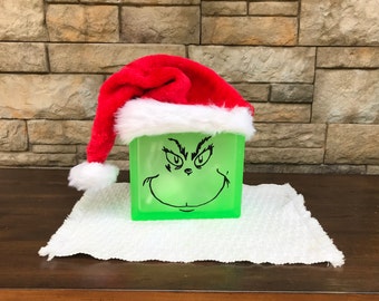 its the grinch upcycled glass block grinch decor upcycled glass block christmas decor holiday grinch upcycled grinch with lights - Grinch Christmas Decorations its the grinch upcycled glass block grinch decor upcycled glass block christmas decor holiday grinch upcycled grinch with lights - Grinch Christmas Decorations