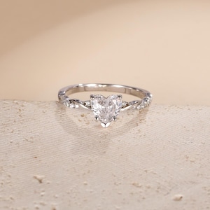 925 Sterling Silber Herz Zirkonia Ring, Statement Ring, Minimalistischer Herz Ring, Herz Form Hochzeit Verlobungsring, Geschenk für Sie