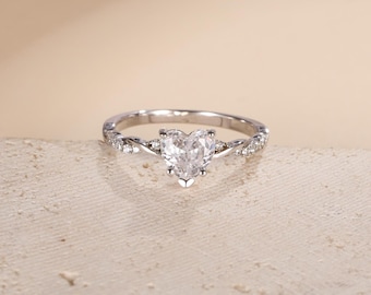 Anillo de plata de ley 925 con circonita cúbica, diseño minimalista, anillo de compromiso con forma de corazón, ideal como regalo para ella.