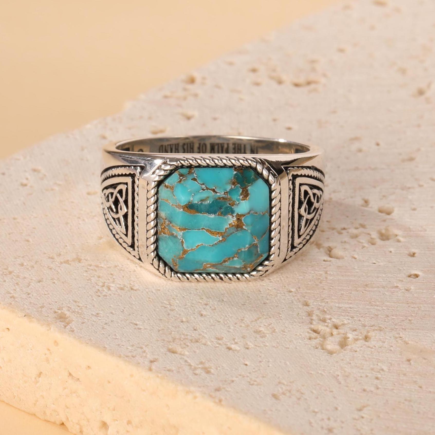 ヴィンテージブルーコッパーターコイズリング、925スターリング