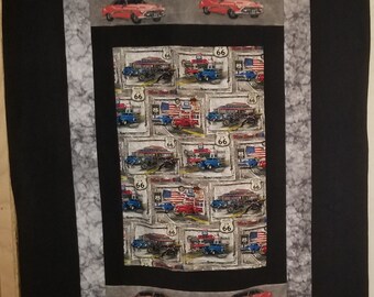 Motorcycle Map Handmade Quilt Route 66 On the Road Again Harley