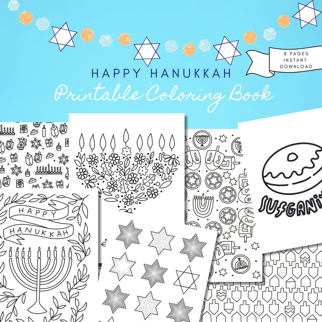 Hanukkah Printable Coloring Book Activity Pages - Instant Download ...