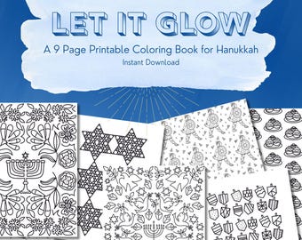 Hanukkah Printable Coloring & Activity Pages - PDF Instant Download, Kids Hanukkah Activity, Jewish holiday craft, Menorah