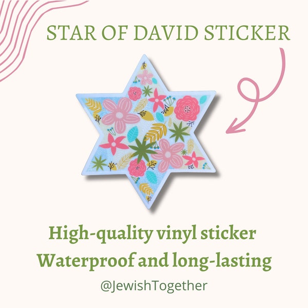 Jewish Star Sticker with Star of David Spiritual Sticker for Laptop Decal for Water Bottle Religious Sticker Gift for Jewish Holiday