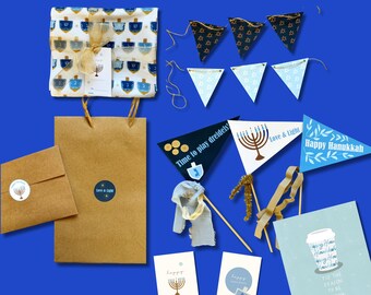 Hanukkah Printable Art / Decorations / Flags / Jewish Holiday / Chanukkah Stickers / Coffee Holiday Art Print / Gift Tags / Garland