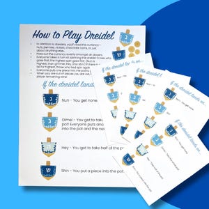 Comment jouer au jeu Dreidel Impression d'art Hanoucca imprimable Art dessiné à la main Hanukkah Decor activité scolaire Jeu Dreidel Instructions imprimable