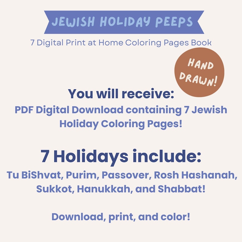 Jewish Holiday Coloring Pages for Kids | Printable Coloring Book | Tu ...