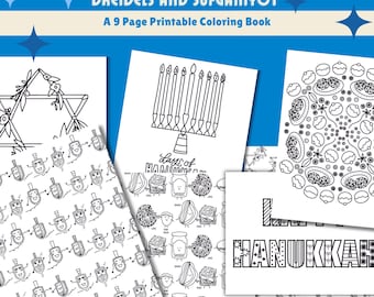 Hanukkah Printable Coloring Pages Book Kids Hanukkah Activity, Jewish holiday, Fortune teller, Star of David, Menorah, Chanukkah Craft